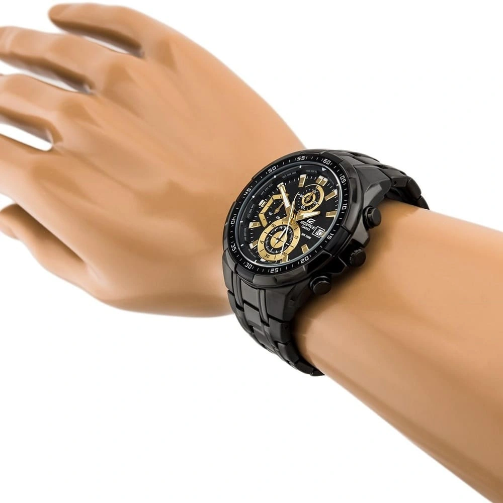 Casio Edifice Chronograph Watch for Men Black Dial with Silver Stainless steel Strap EFR-539BK-1AV