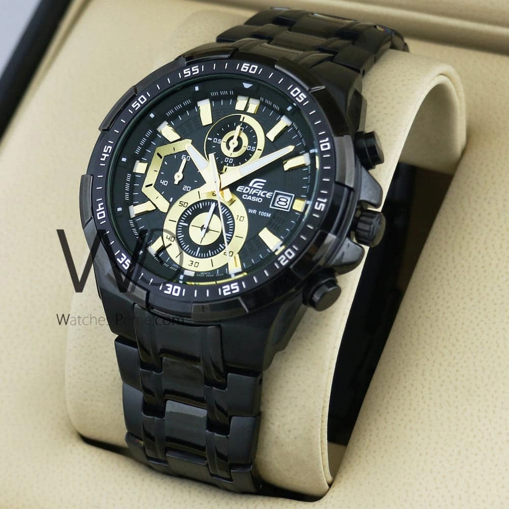Casio Edifice Chronograph Watch for Men Black Dial with Silver Stainless steel Strap EFR-539BK-1AV