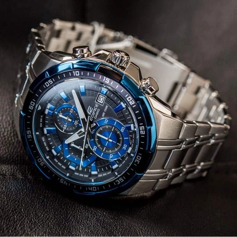 Casio Edifice Chronograph Watch for Men Black Dial with Silver Stainless steel Strap EFR-539D-1A2VUEF (928)