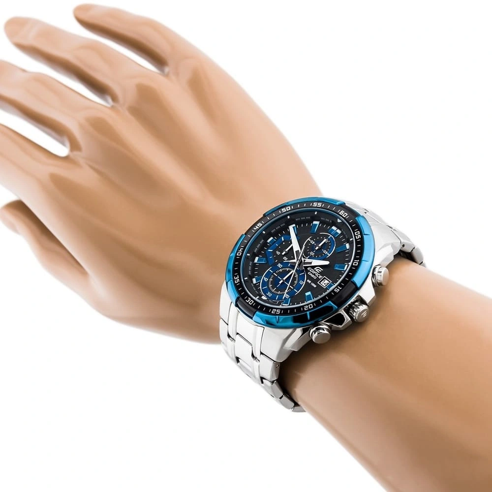Casio Edifice Chronograph Watch for Men Black Dial with Silver Stainless steel Strap EFR-539D-1A2VUEF (928)