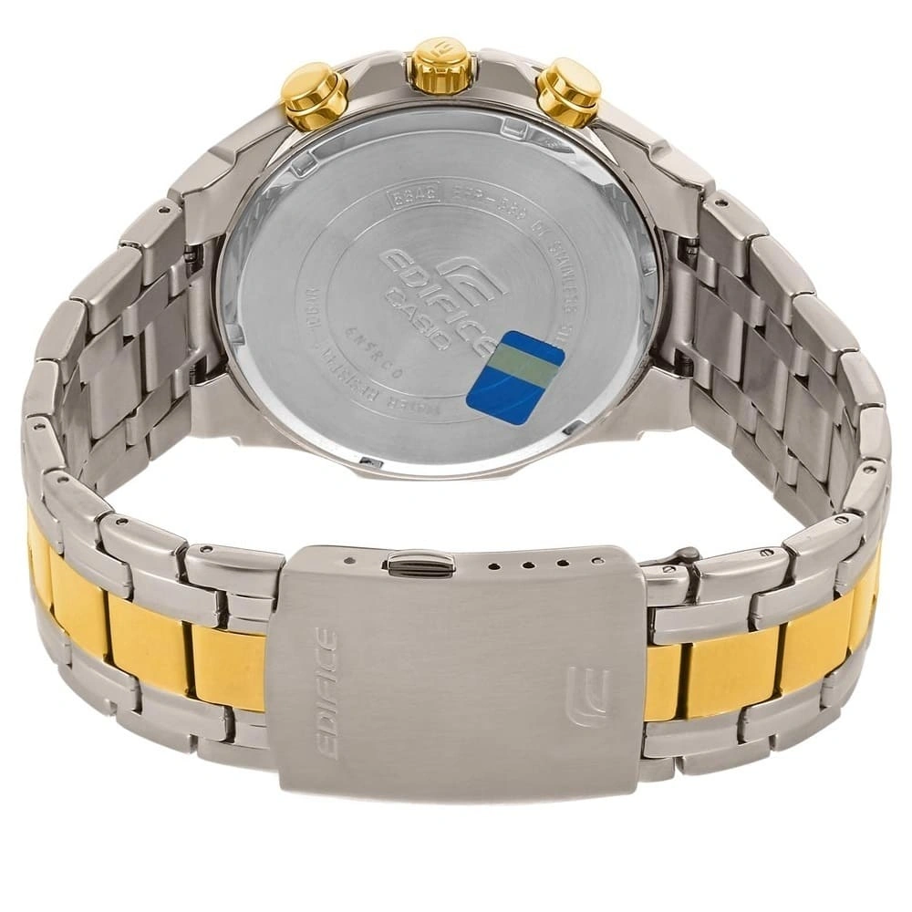 Casio Edifice Chronograph Watch for Men Black Dial with Two tone Silver and Gold Stainless steel Strap EFR539SG-1A (937)