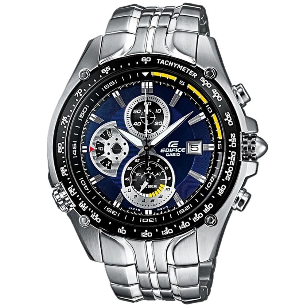 Casio Edifice Chronograph Watch for Men Blue Dial with Silver Stainless steel Strap EF-543D-2AV