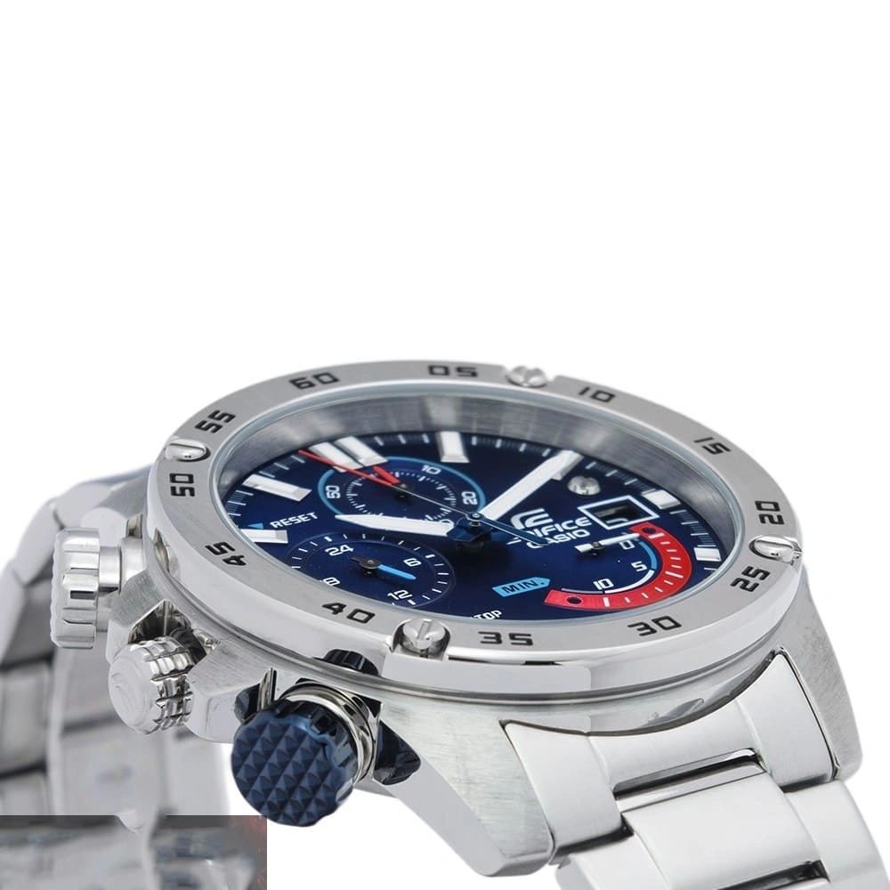 Casio Edifice Chronograph Watch for Men Blue Dial with Silver Stainless steel Strap EFR-558D-2AV (955)