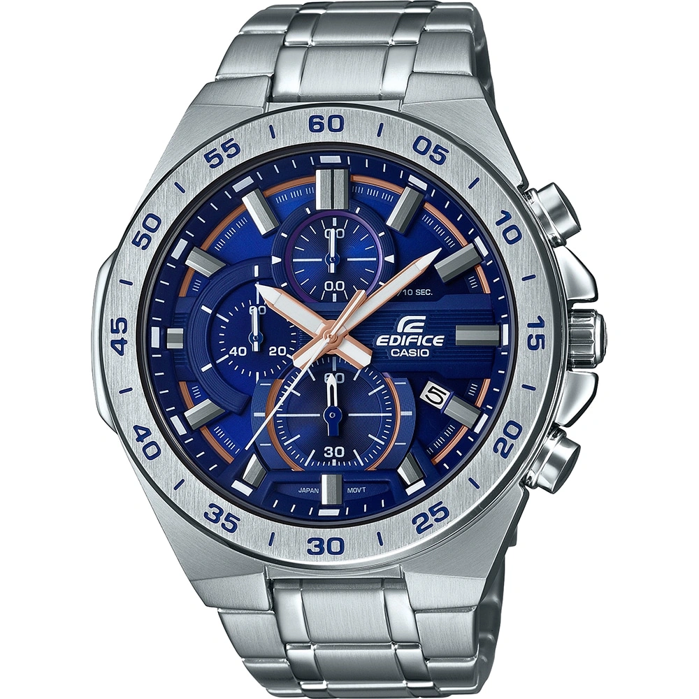 Casio Edifice Chronograph Watch for Men Blue Dial with Silver Stainless steel Strap EFR-564D-2AV (ca900)