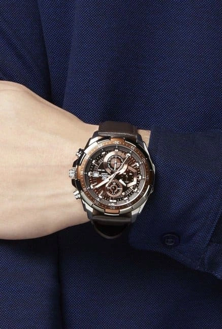 Casio Edifice Chronograph Watch for Men Brown Dial with Brown Leather Strap EFR-539L-5AV (934)