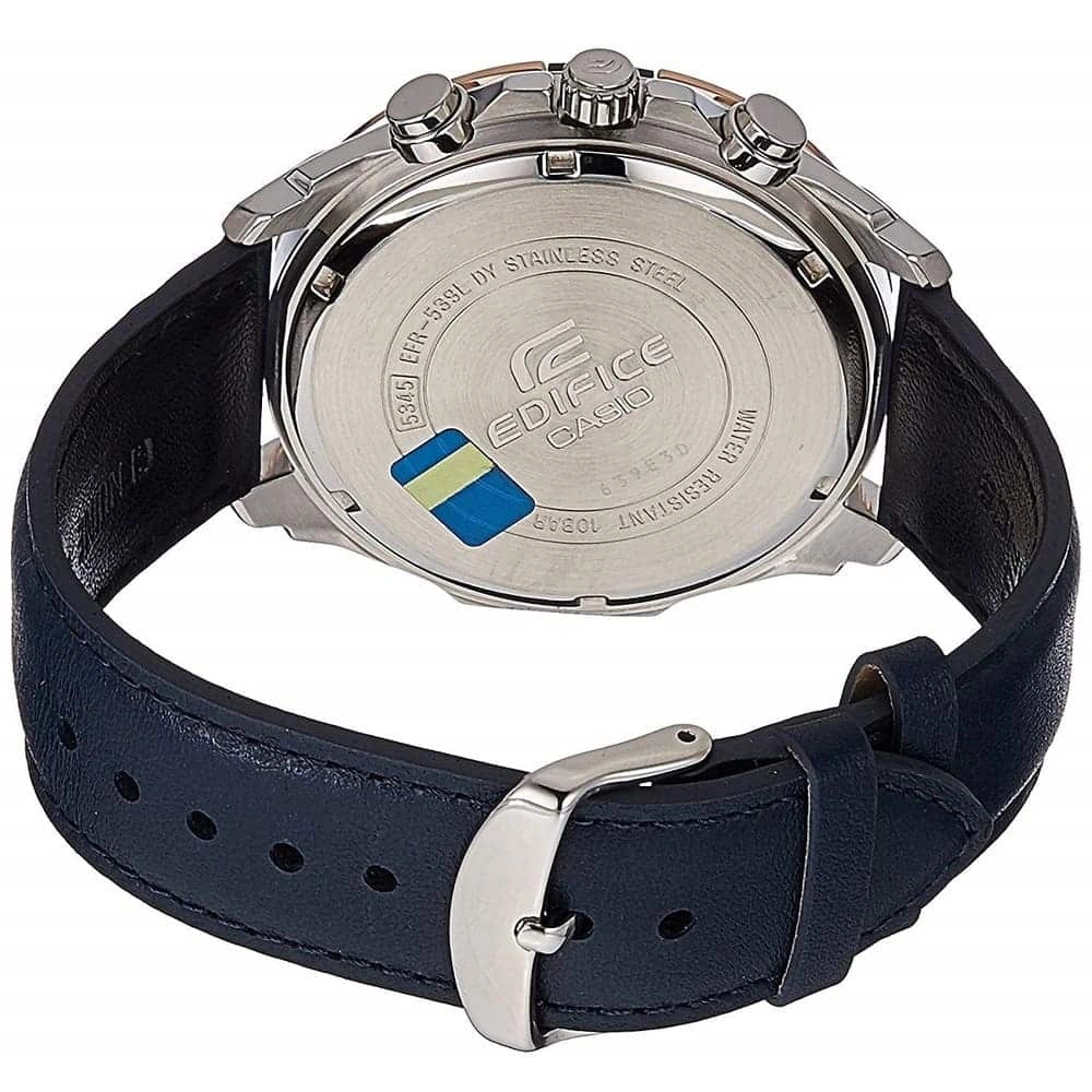 Casio Edifice Chronograph Watch for Men White Dial with Blue Leather Strap EFR-539L-7CV (936)