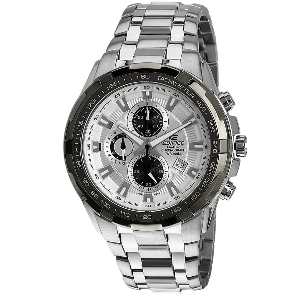 Casio Edifice Chronograph Watch for Men White Dial with Silver Stainless steel Strap EF-539D-7AV
