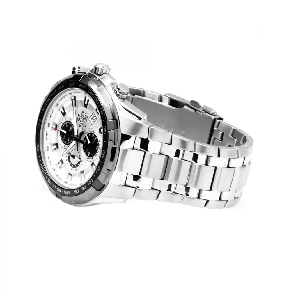 Casio Edifice Chronograph Watch for Men White Dial with Silver Stainless steel Strap EF-539D-7AV