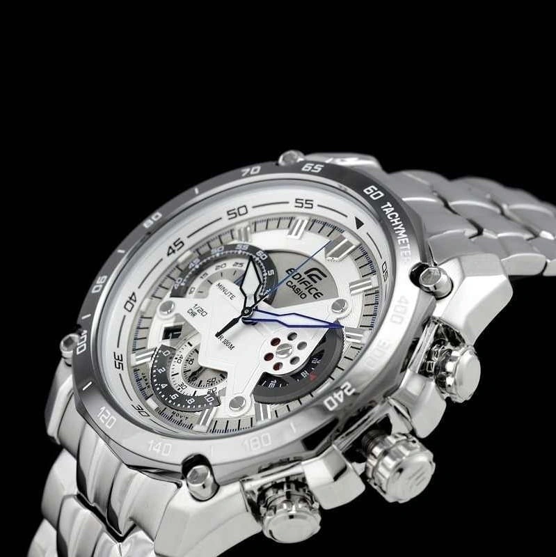 Casio Edifice Chronograph Watch for Men White Dial with Silver Stainless steel Strap EF-550D-7AV