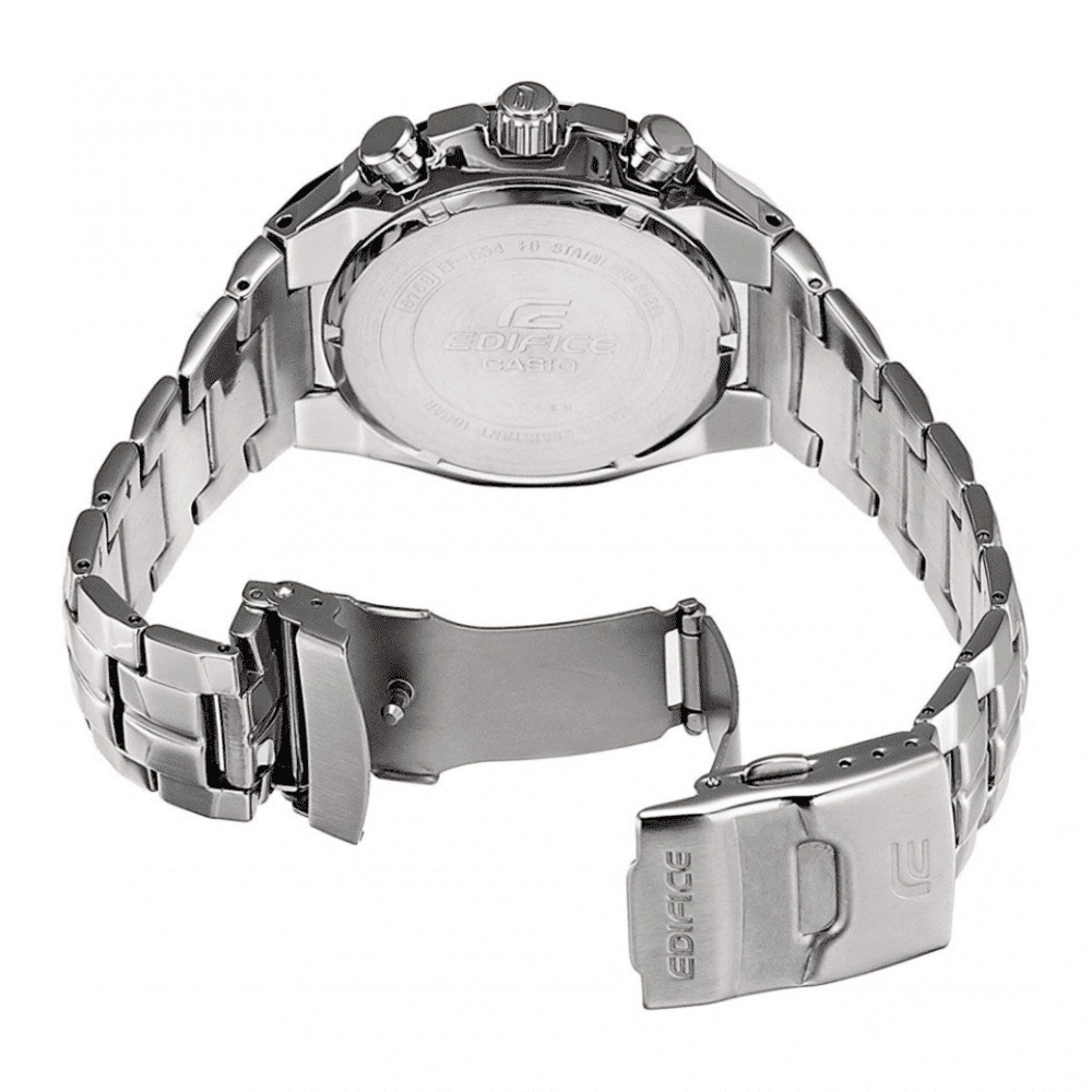 Casio Edifice Chronograph Watch for Men White Dial with Silver Stainless steel Strap EF-554D-7AVDF