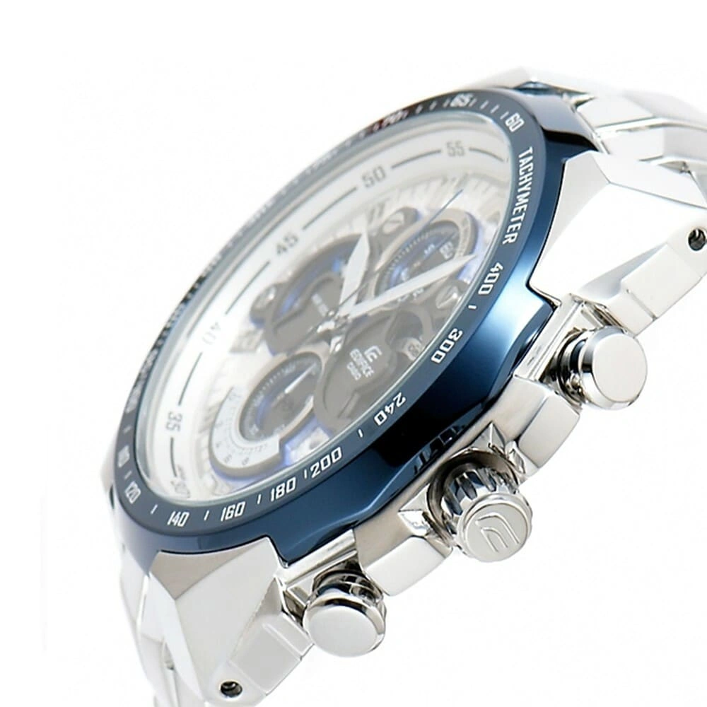 Casio Edifice Chronograph Watch for Men White Dial with Silver Stainless steel Strap EF-554D-7AVDF