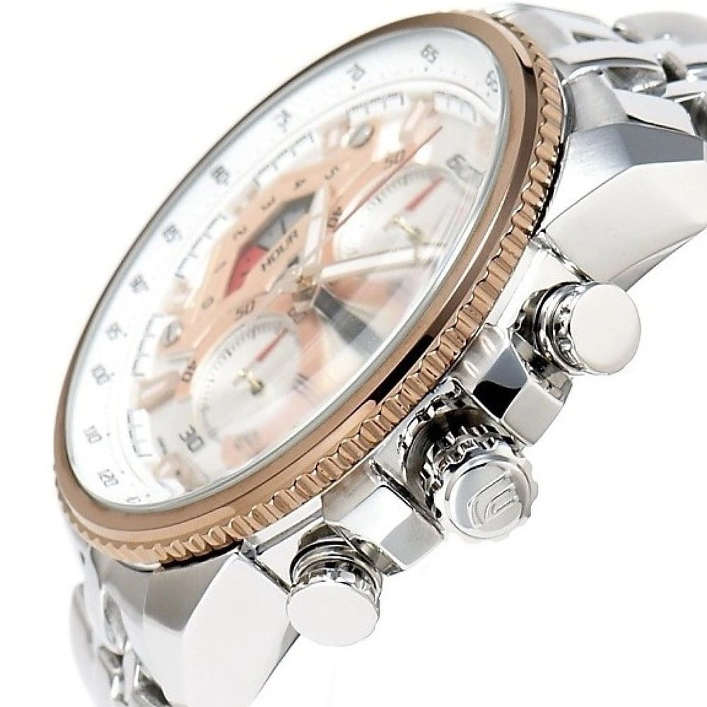 Casio Edifice Chronograph Watch for Men White Dial with Silver Stainless steel Strap EF-558D-7AV