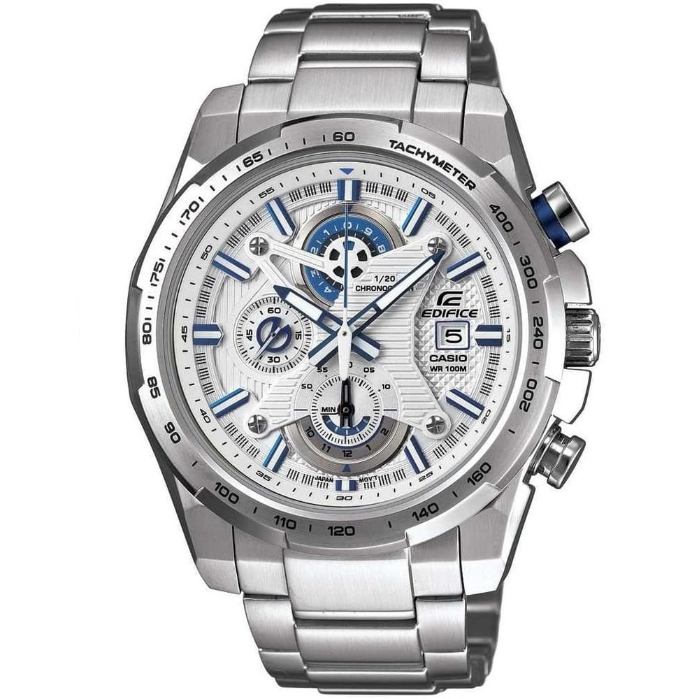 Casio Edifice Chronograph Watch for Men White Dial with Silver Stainless steel Strap EFR-523D-7AV