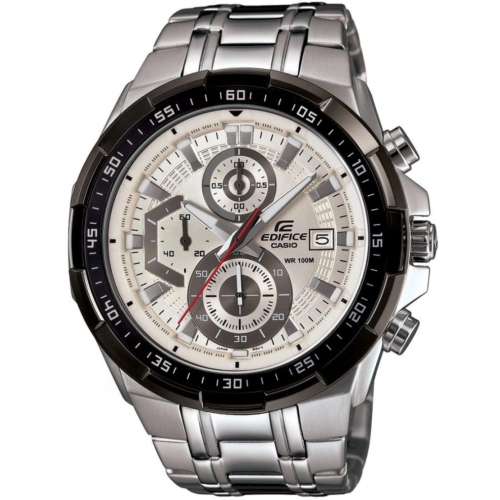 Casio Edifice Chronograph Watch for Men White Dial with Silver Stainless steel Strap EFR-539D-7AV (930)