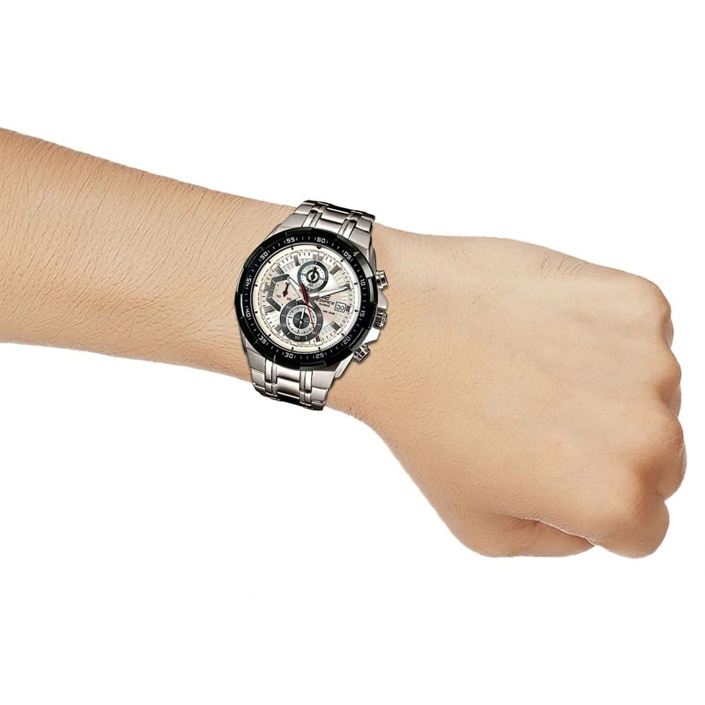 Casio Edifice Chronograph Watch for Men White Dial with Silver Stainless steel Strap EFR-539D-7AV (930)