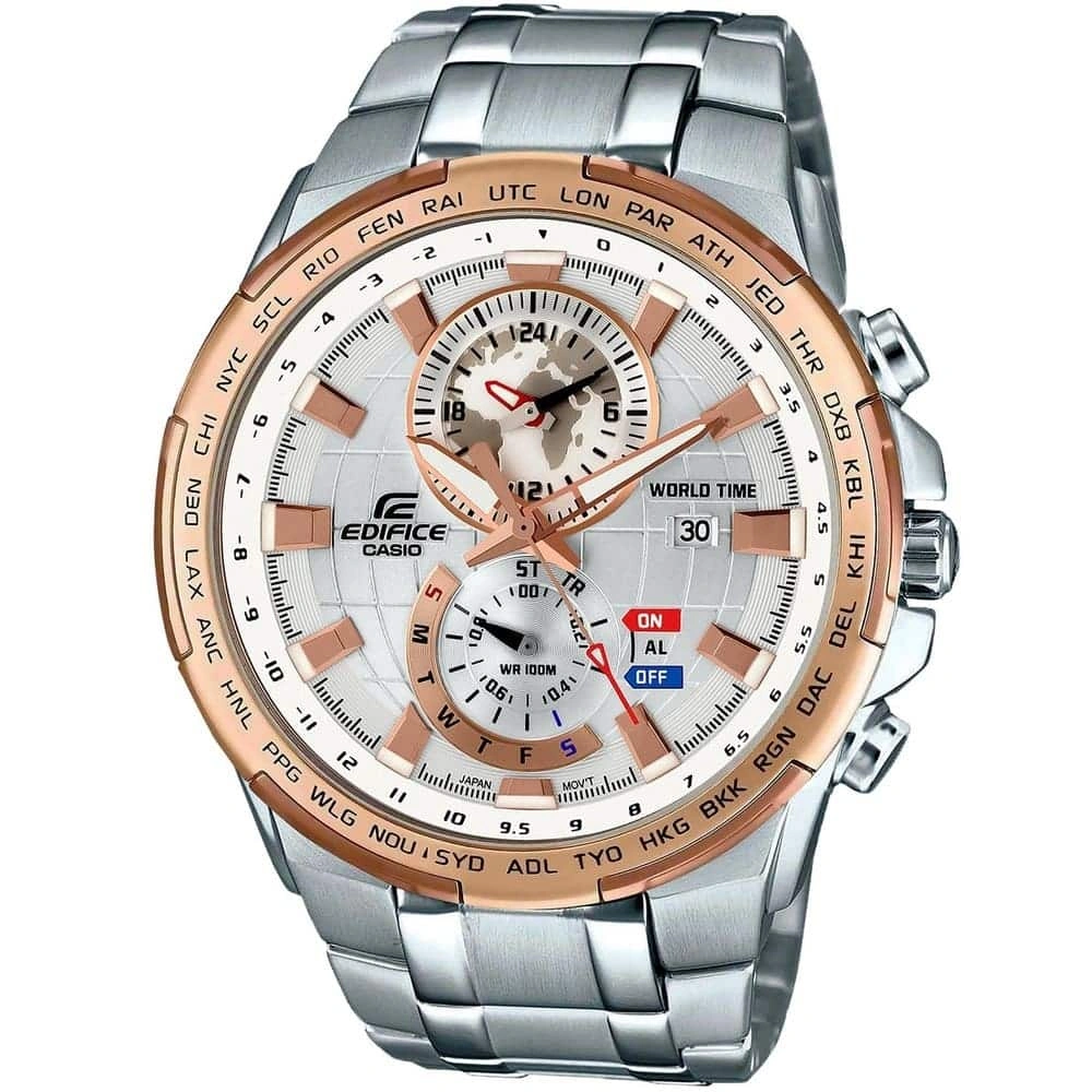 Casio Edifice Chronograph Watch for Men White Dial with Silver Stainless steel Strap EFR-550D-7AV (943)