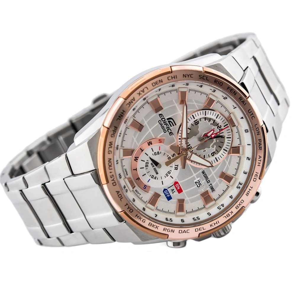 Casio Edifice Chronograph Watch for Men White Dial with Silver Stainless steel Strap EFR-550D-7AV (943)