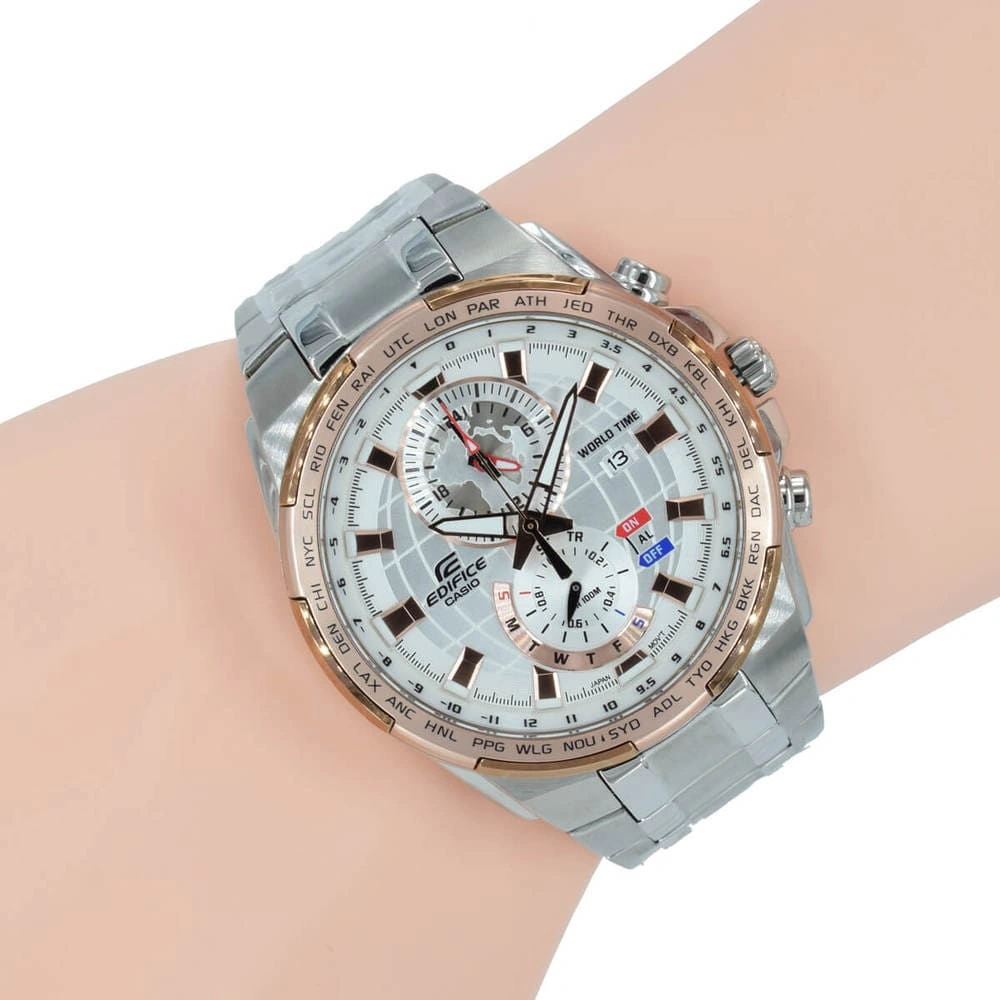 Casio Edifice Chronograph Watch for Men White Dial with Silver Stainless steel Strap EFR-550D-7AV (943)