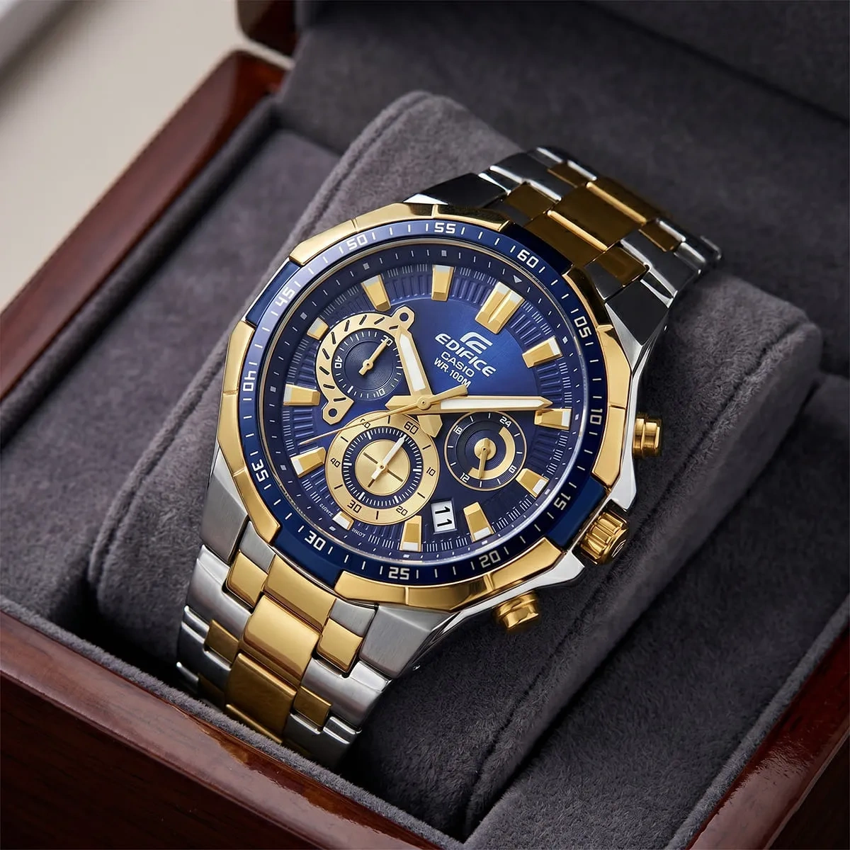 Casio Edifice Men’s EFR-554 Blue Dial Two-Tone Watch (901)