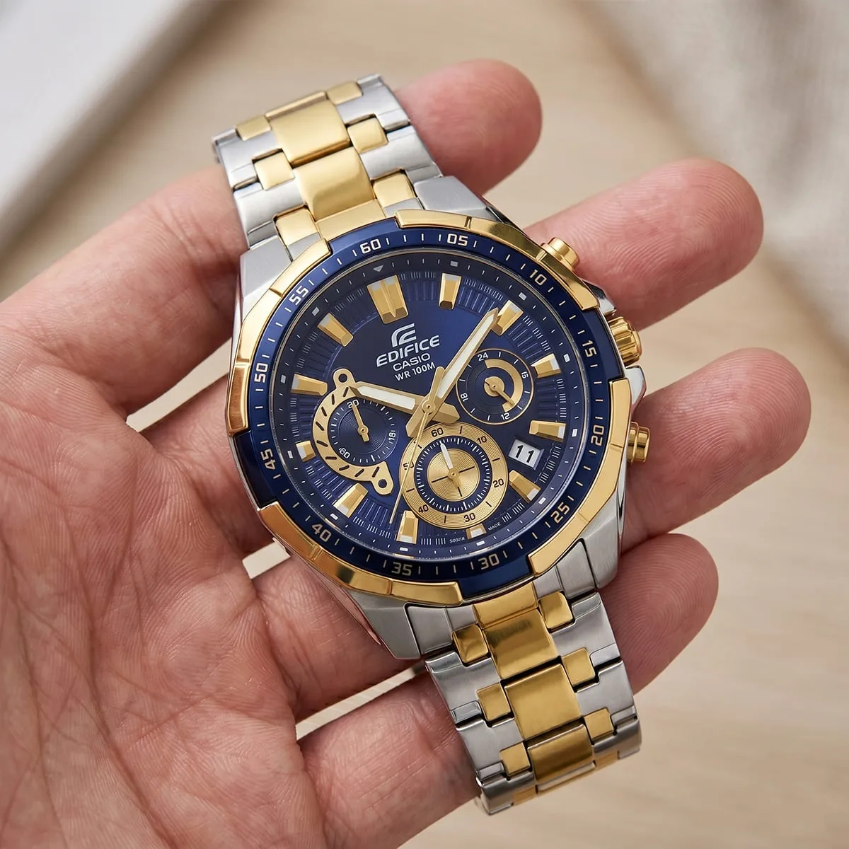 Casio Edifice Men’s EFR-554 Blue Dial Two-Tone Watch (901)