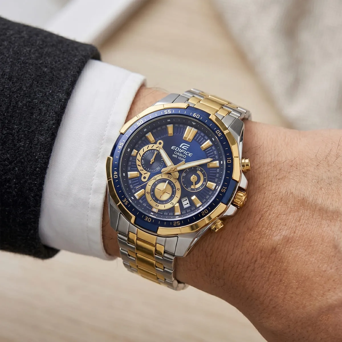 Casio Edifice Men’s EFR-554 Blue Dial Two-Tone Watch (901)