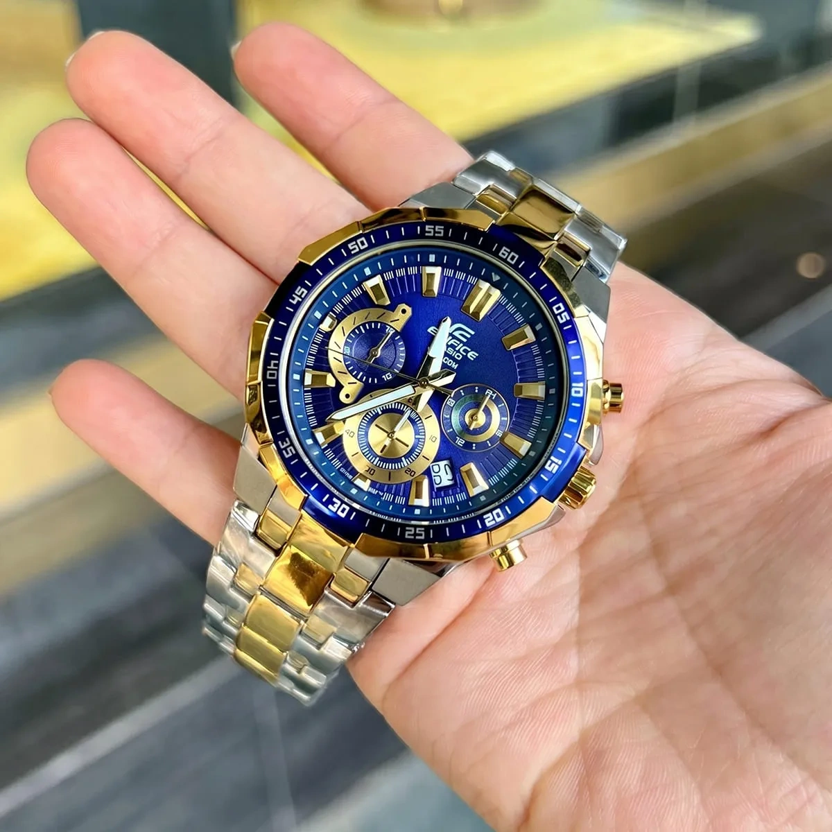 Casio Edifice Men’s EFR-554 Blue Dial Two-Tone Watch (901)