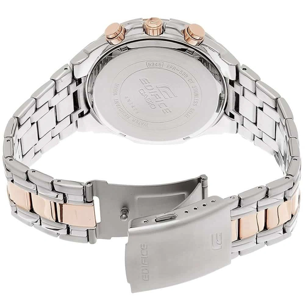 Casio Edifice Watch for Men White Dial with Two tone Silver and Rose Gold Stainless steel Strap EFR-539SG-7A5V (938)
