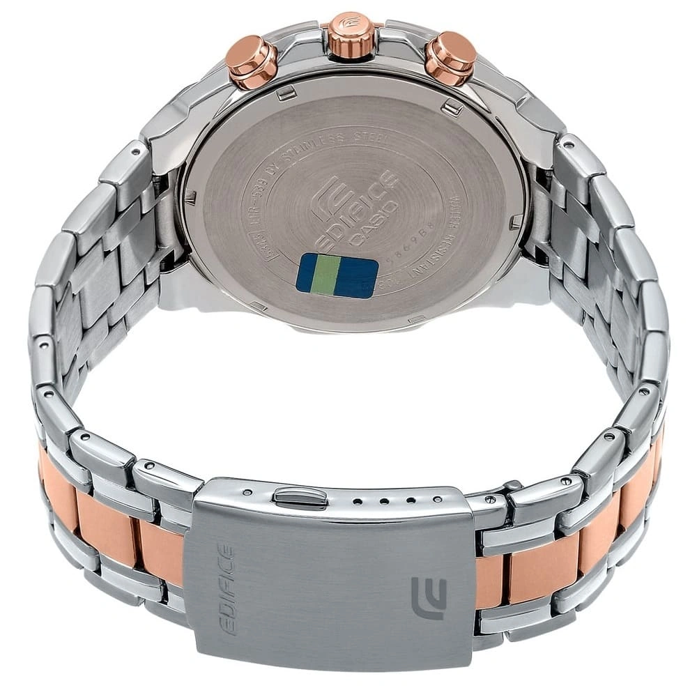 Casio Edifice Watch for Men White Dial with Two tone Silver and Rose Gold Stainless steel Strap EFR-539SG-7A5V (938)