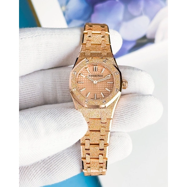 Audemars Piguet Watch For Women - Royal Oak Mini Frosted Gold Quartz - Ref. 67630OR.GG.1312OR.01