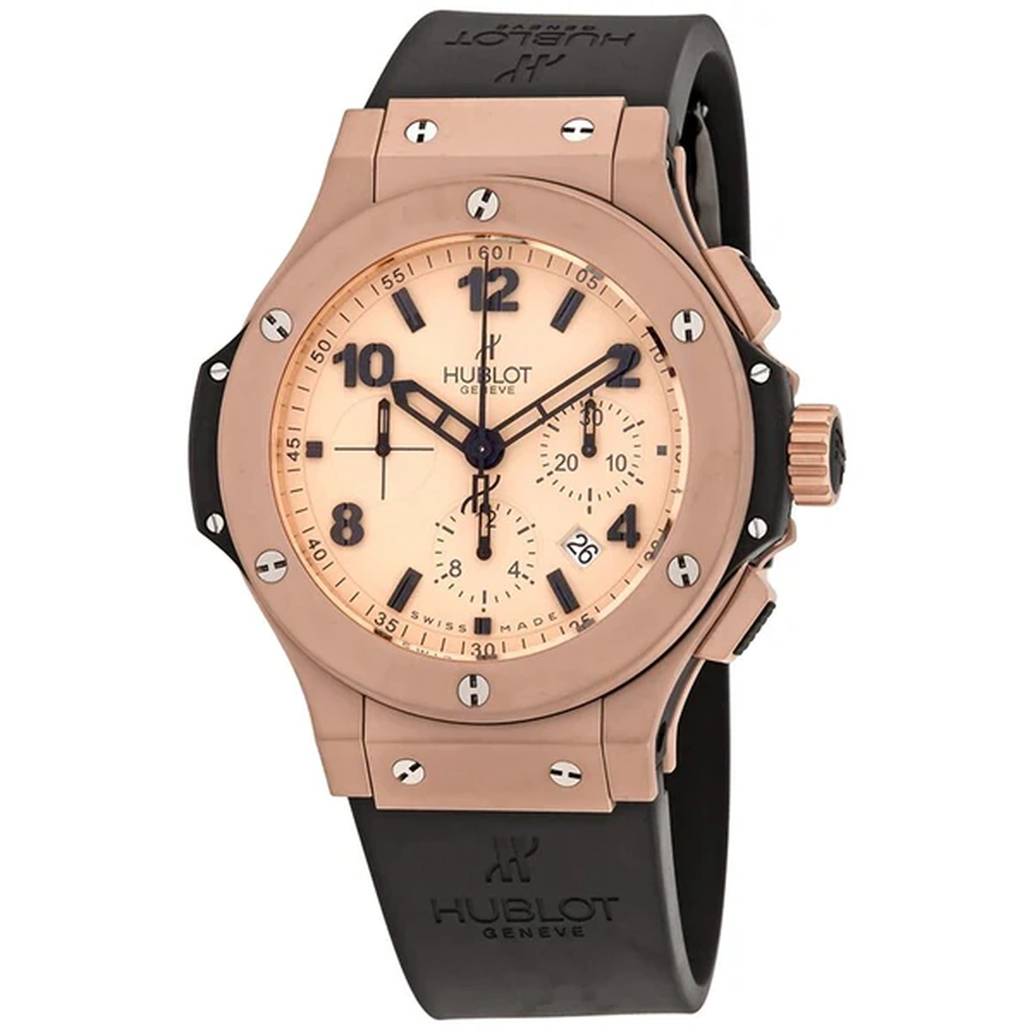 Hublot Watch For Men - Big Bang, King Gold, Black Rubber Strap