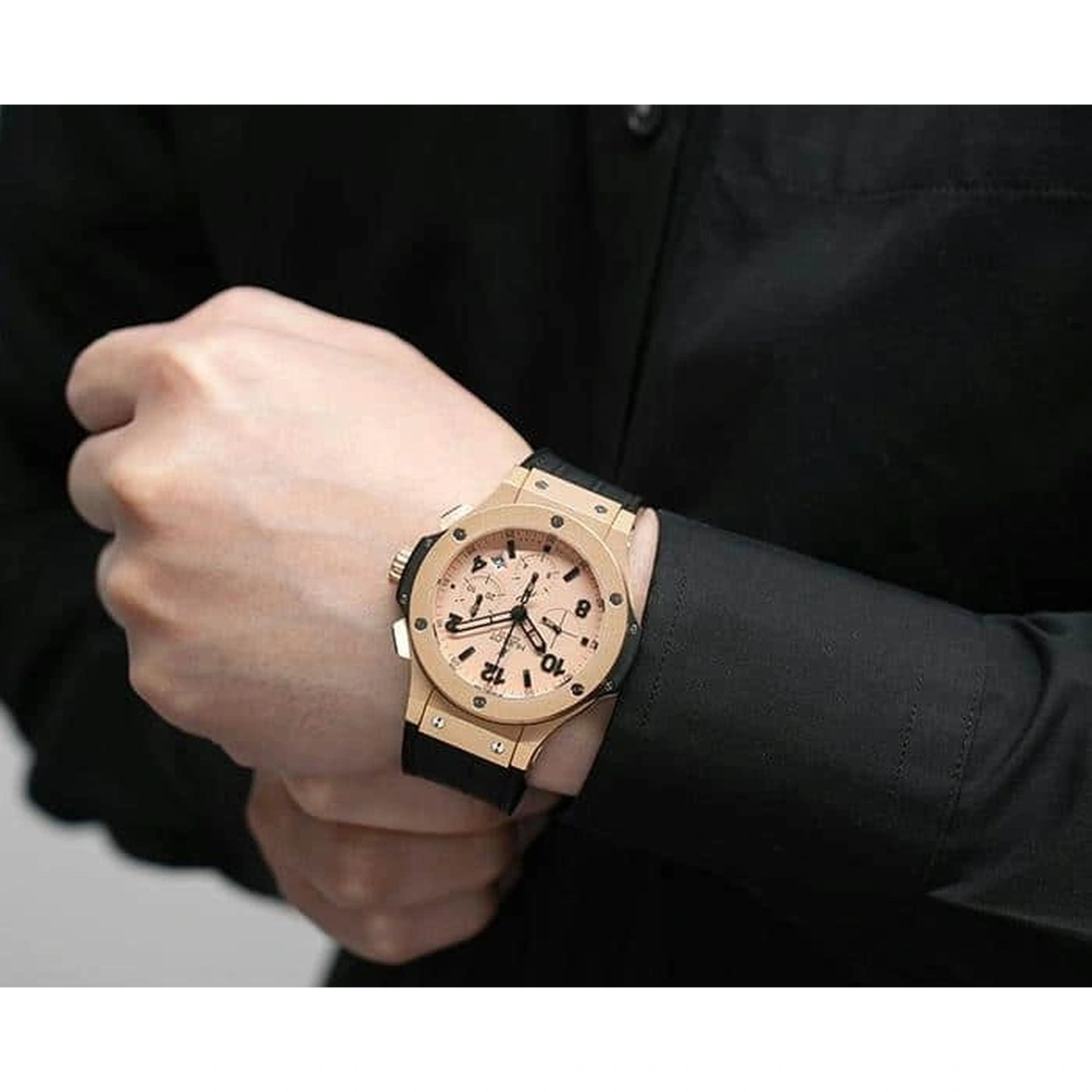 Hublot Watch For Men - Big Bang, King Gold, Black Rubber Strap