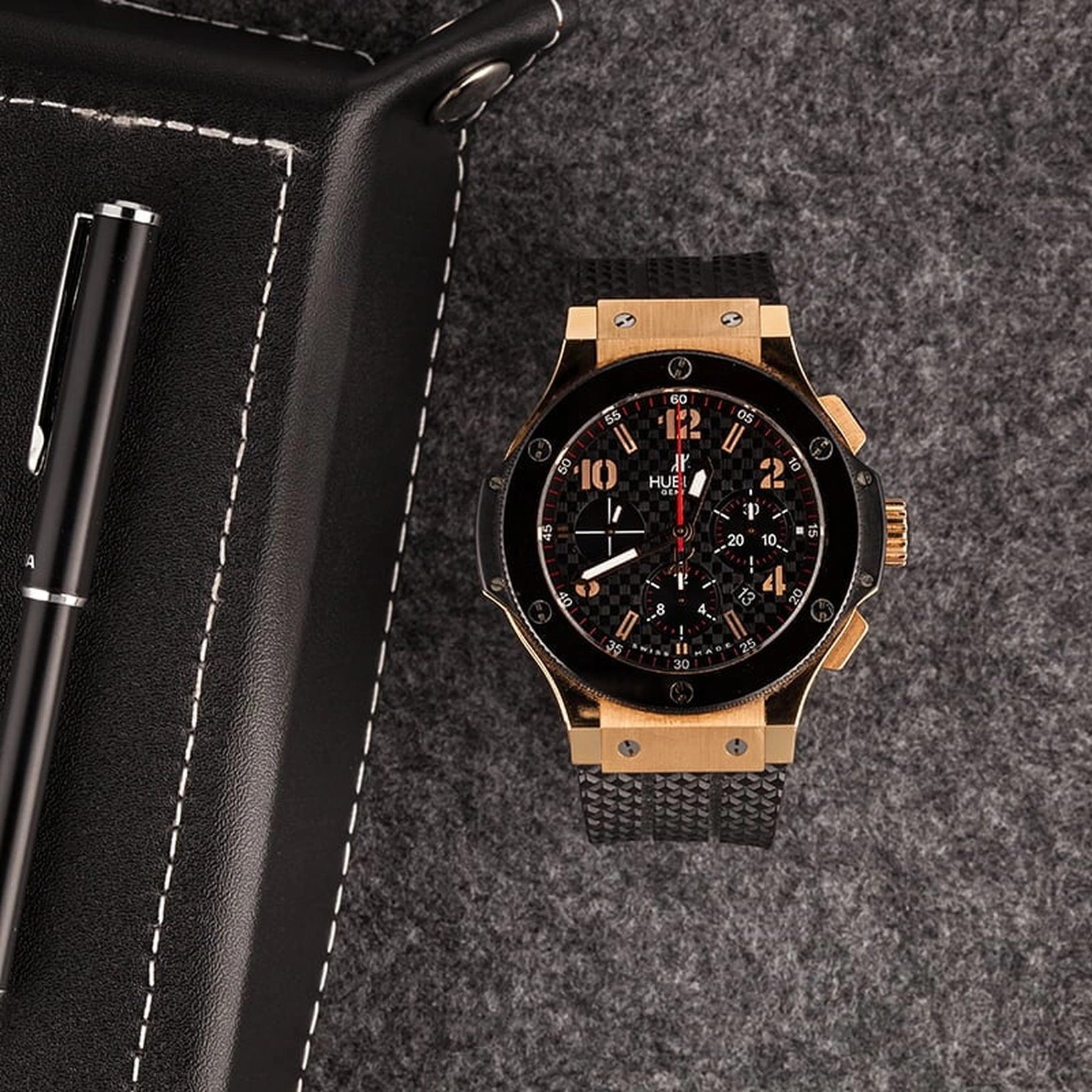 Hublot Watch For Men - Big Bang, King Gold-Steel, Black Dial