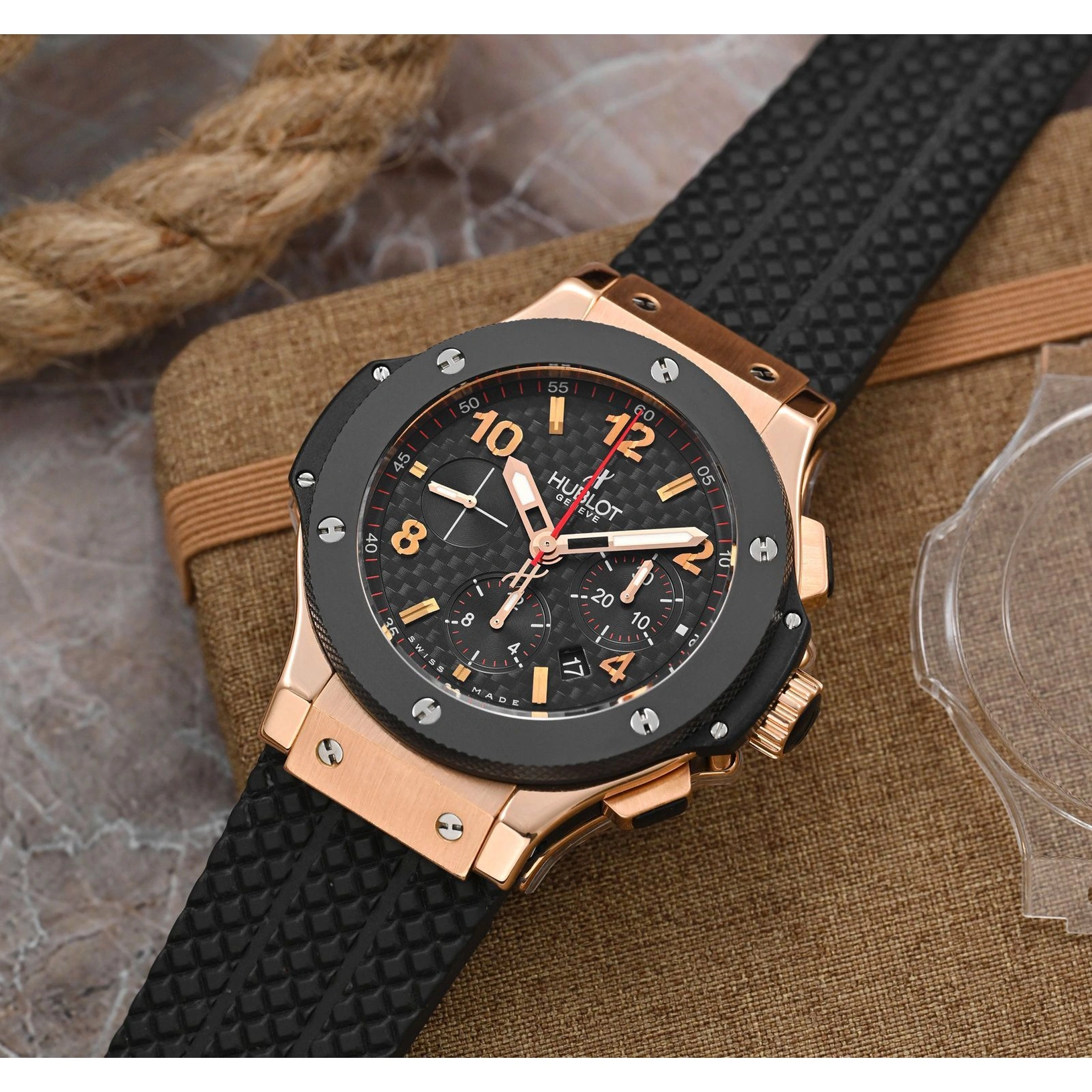 Hublot Watch For Men - Big Bang, King Gold-Steel, Black Dial