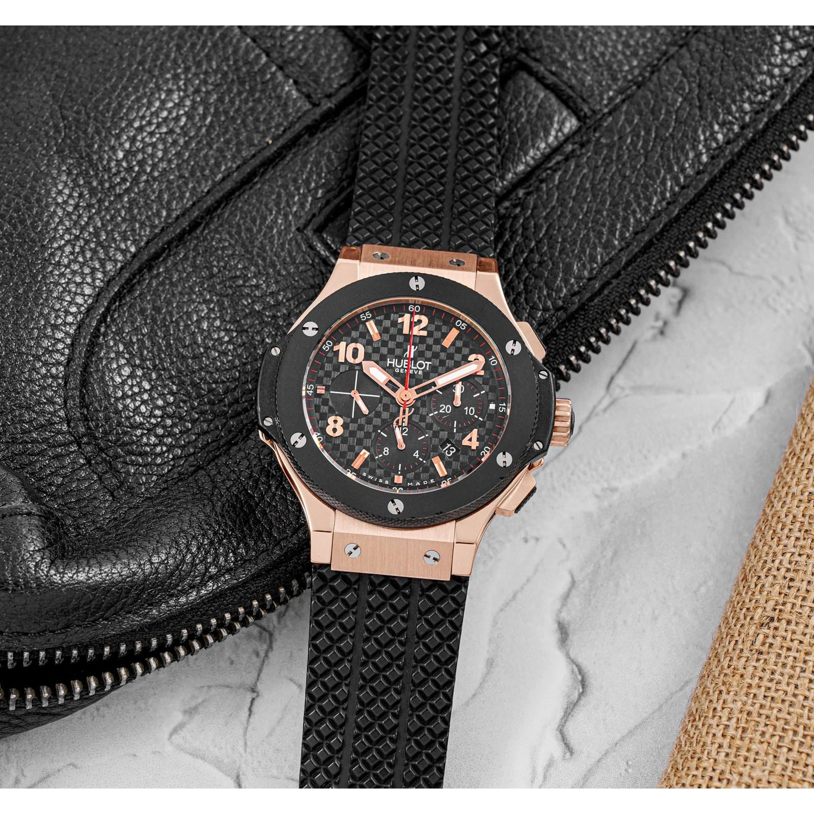 Hublot Watch For Men - Big Bang, King Gold-Steel, Black Dial