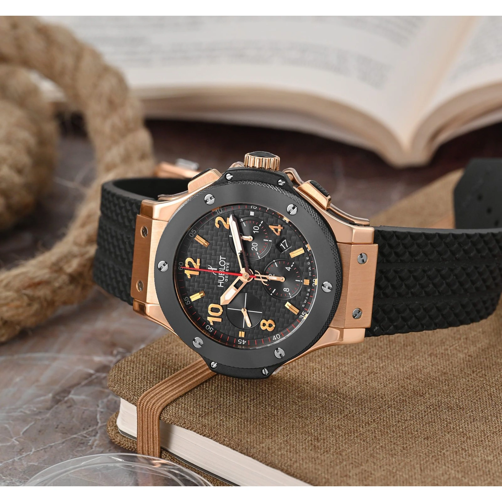 Hublot Watch For Men - Big Bang, King Gold-Steel, Black Dial