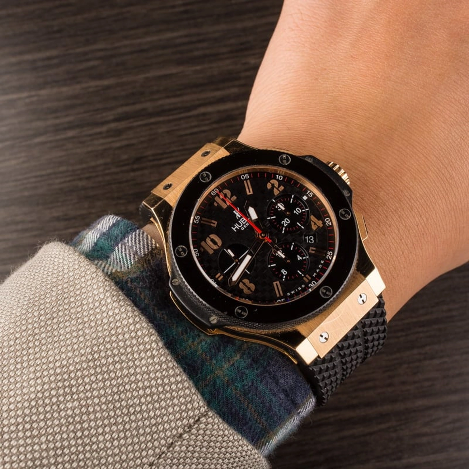 Hublot Watch For Men - Big Bang, King Gold-Steel, Black Dial