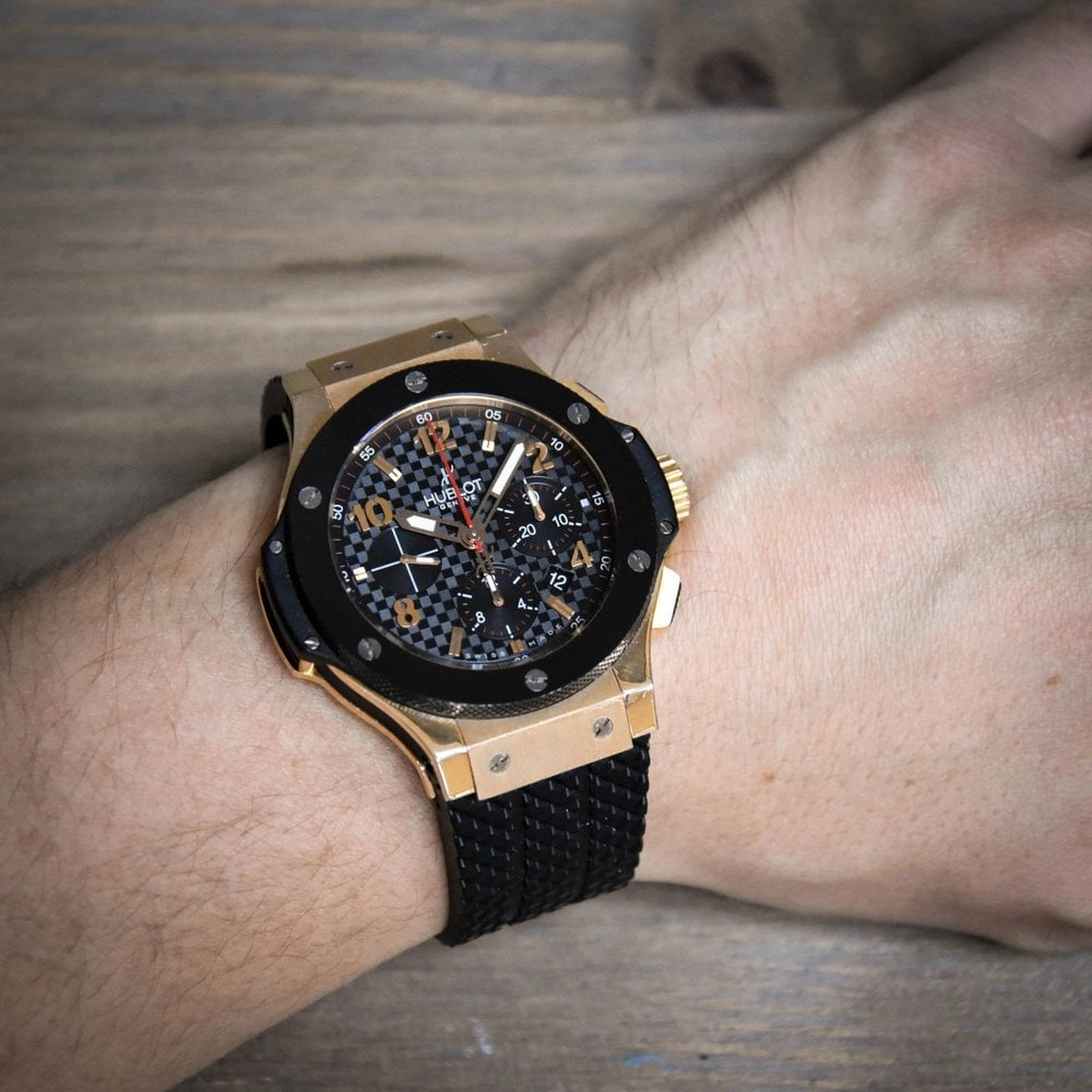 Hublot Watch For Men - Big Bang, King Gold-Steel, Black Dial