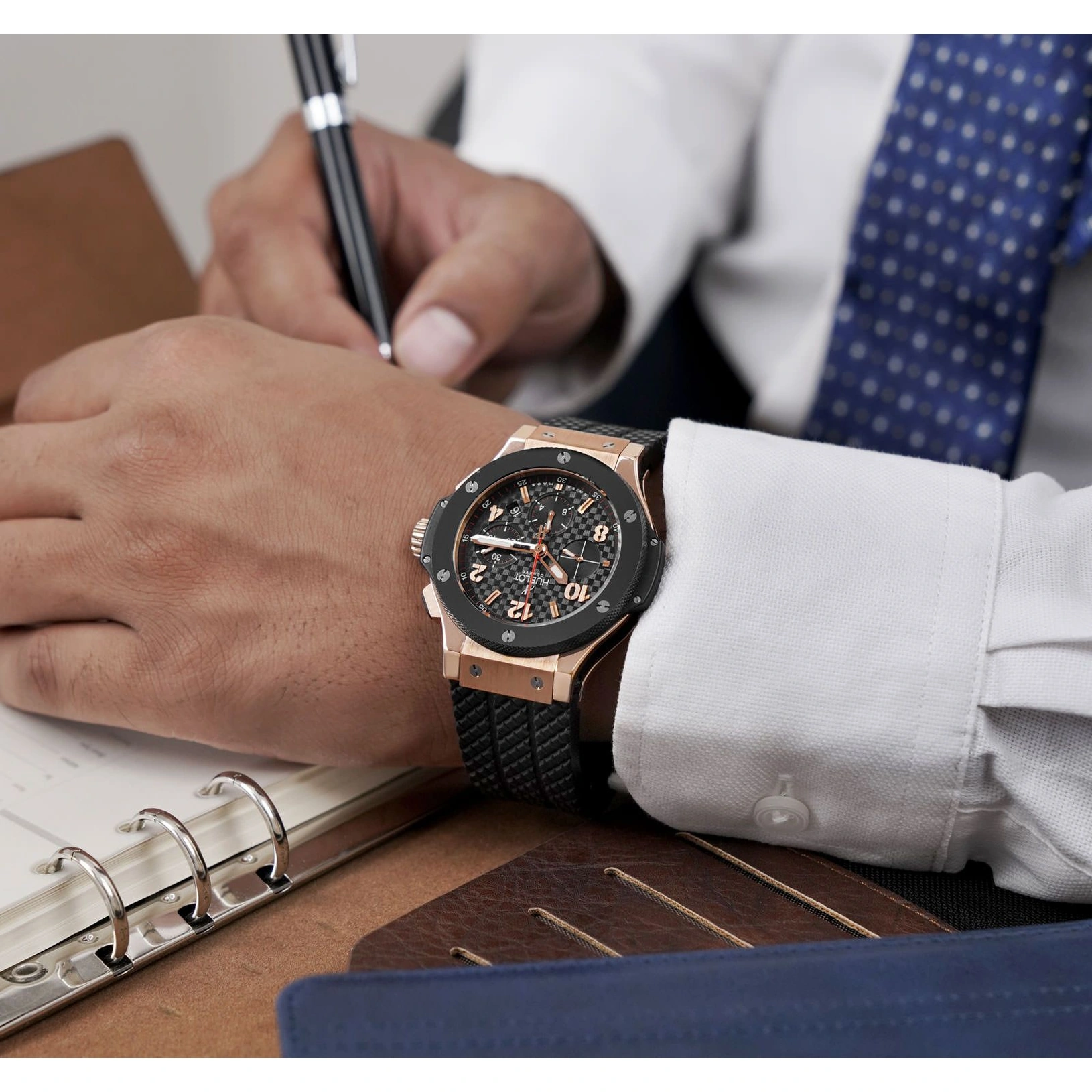 Hublot Watch For Men - Big Bang, King Gold-Steel, Black Dial