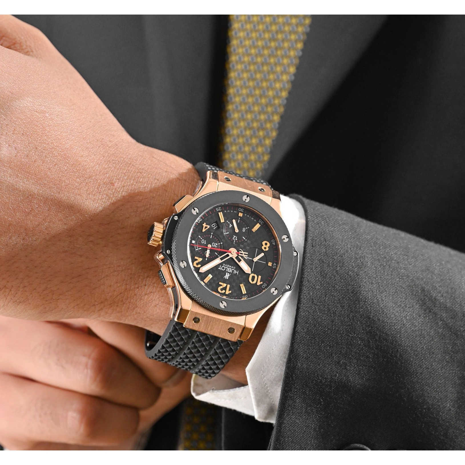 Hublot Watch For Men - Big Bang, King Gold-Steel, Black Dial