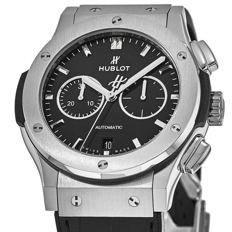 Hublot Watch For Men - Classic Fusion Chronograph Titanium, 42 mm, Leather-Rubber Strap (541.NX.1171.LR)
