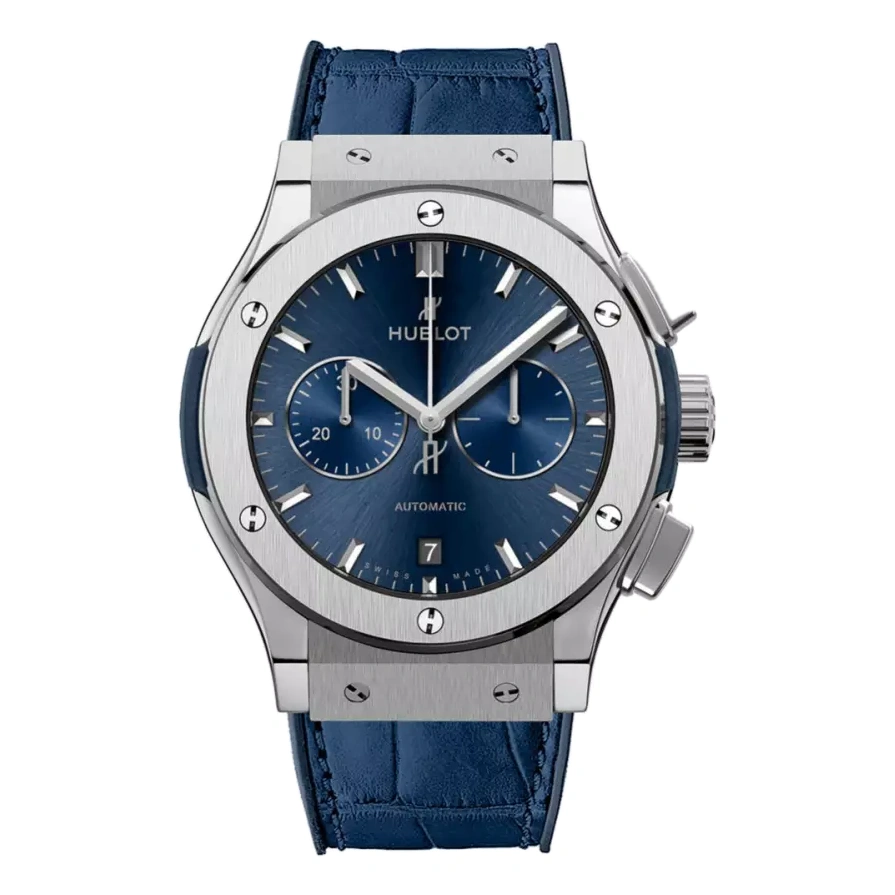 Hublot Watch For Men - Classic Fusion Chronograph Titanium, 42 mm, Leather-Rubber Strap (541.NX.7170.LR)