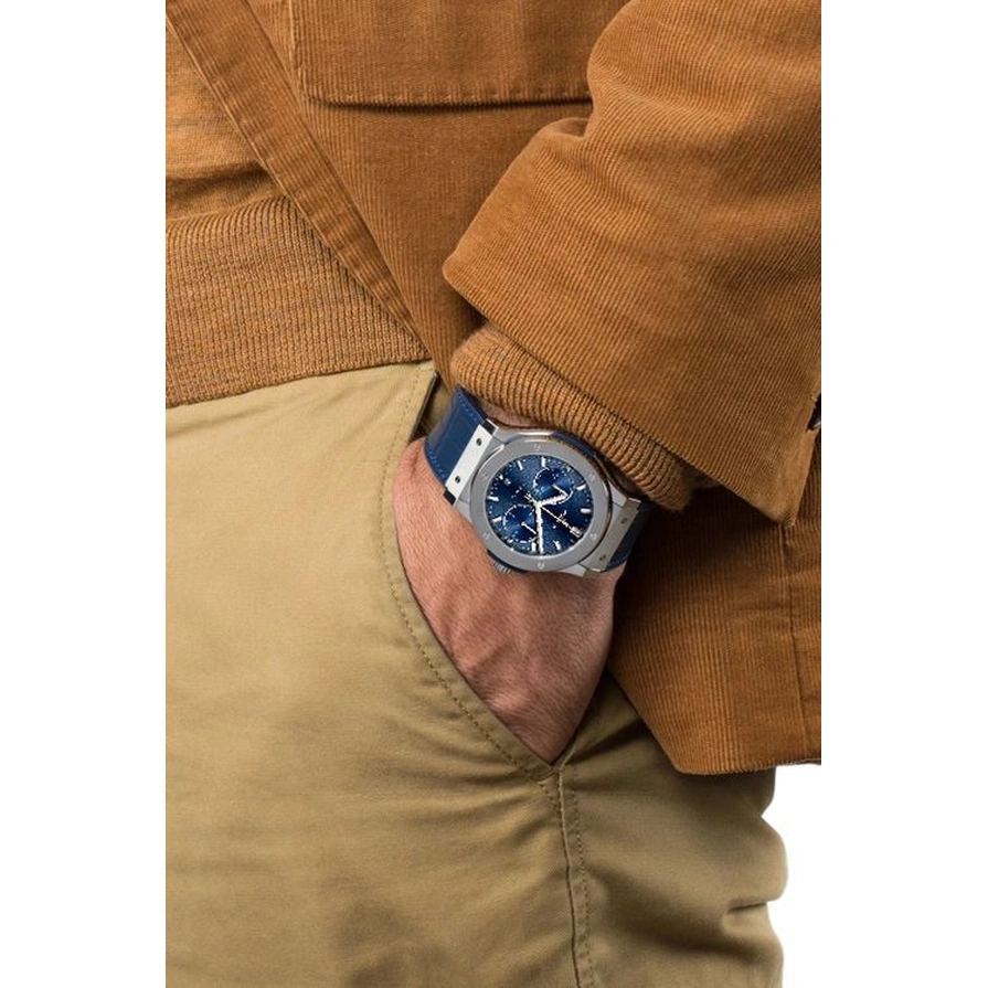 Hublot Watch For Men - Classic Fusion Chronograph Titanium, 42 mm, Leather-Rubber Strap (541.NX.7170.LR)