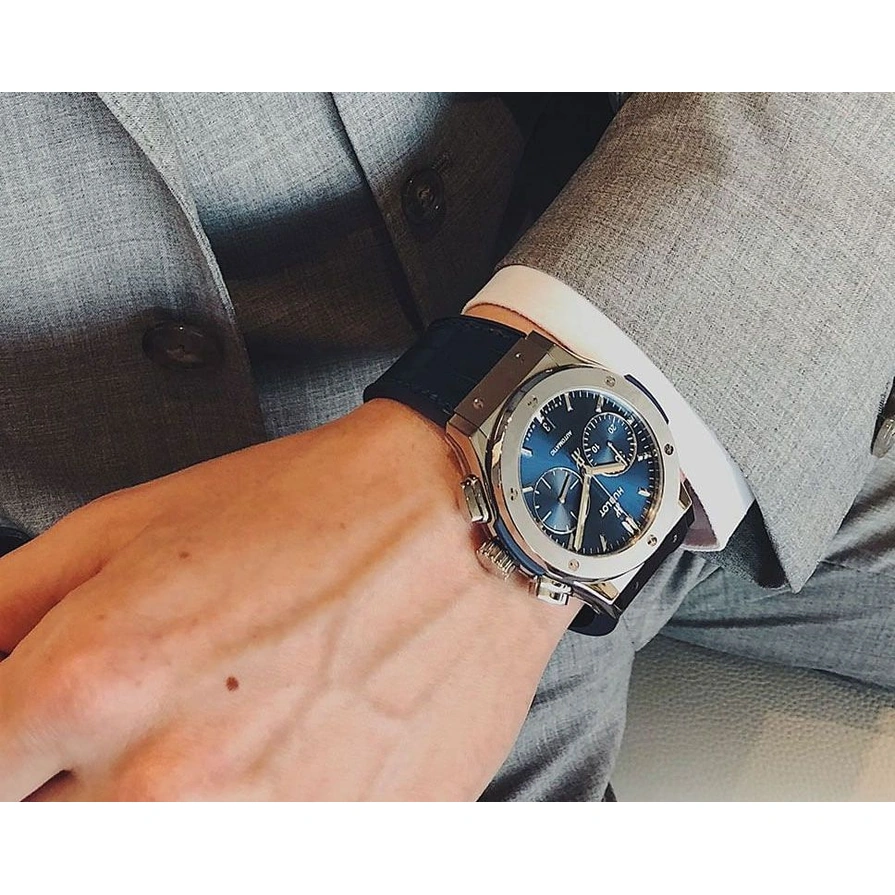 Hublot Watch For Men - Classic Fusion Chronograph Titanium, 42 mm, Leather-Rubber Strap (541.NX.7170.LR)
