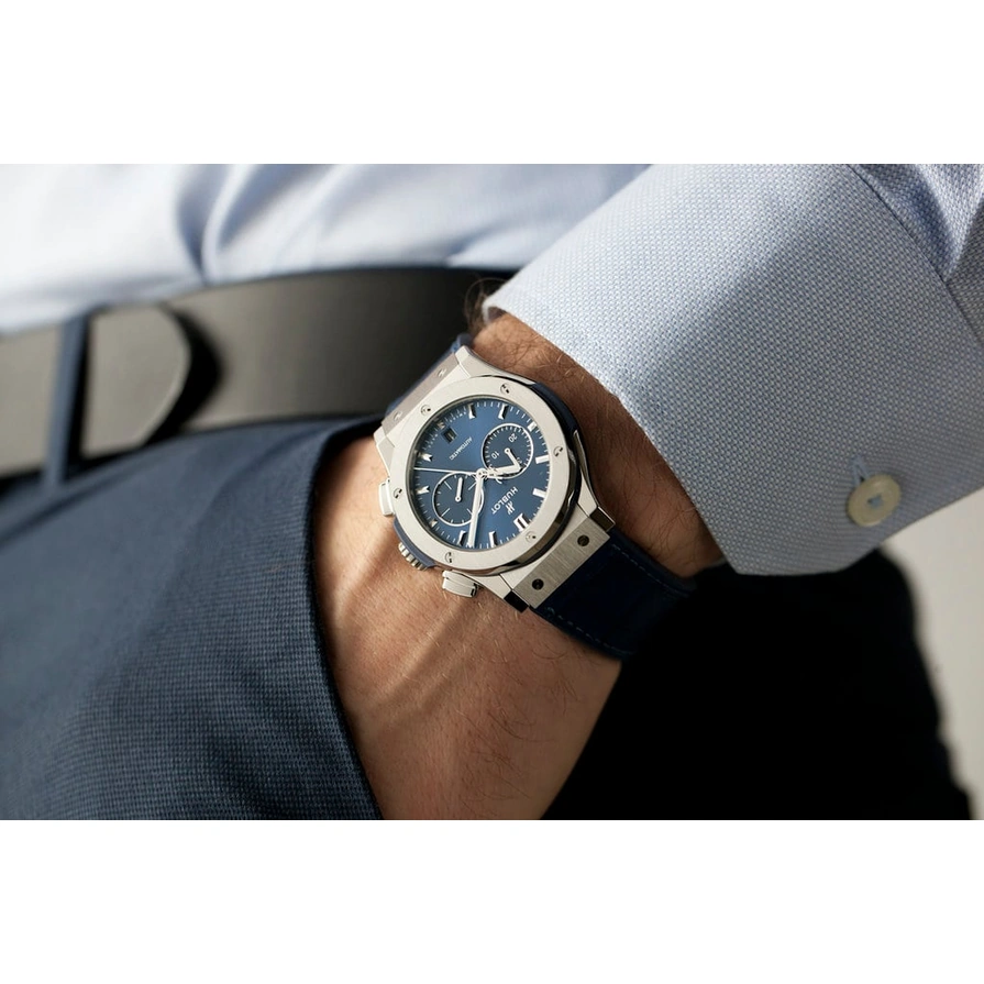 Hublot Watch For Men - Classic Fusion Chronograph Titanium, 42 mm, Leather-Rubber Strap (541.NX.7170.LR)