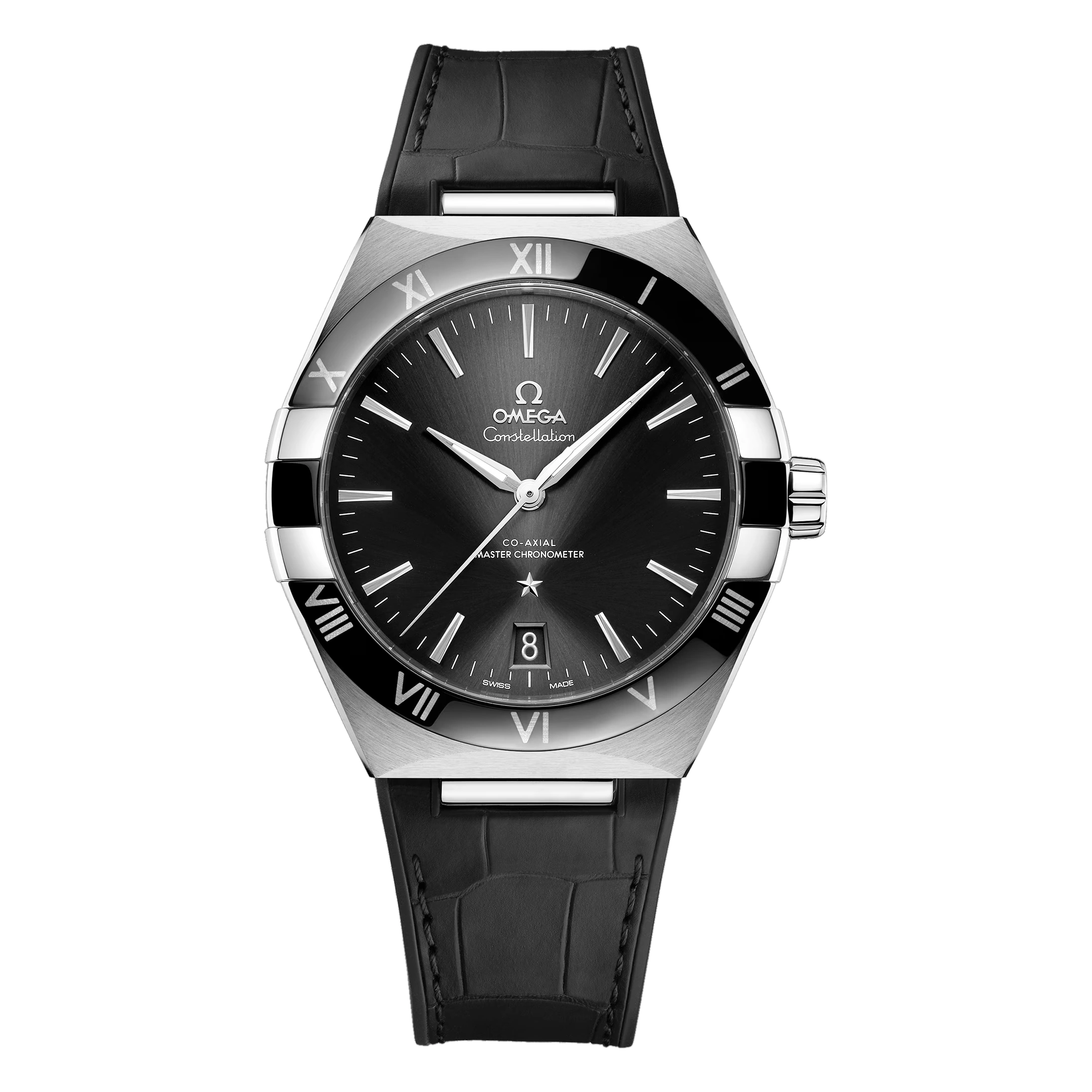 Omega Watch For Men - Constellation 41 mm, Steel on Leather Strap - Ref. 131.33.41.21.01.001