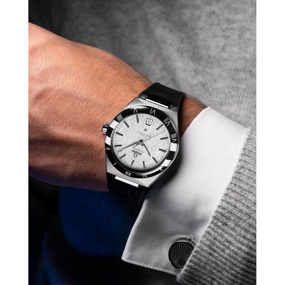 Omega Watch For Men - Constellation Co-Axial Master Chronometer, 41 mm, Steel on Black Leather, White Dial