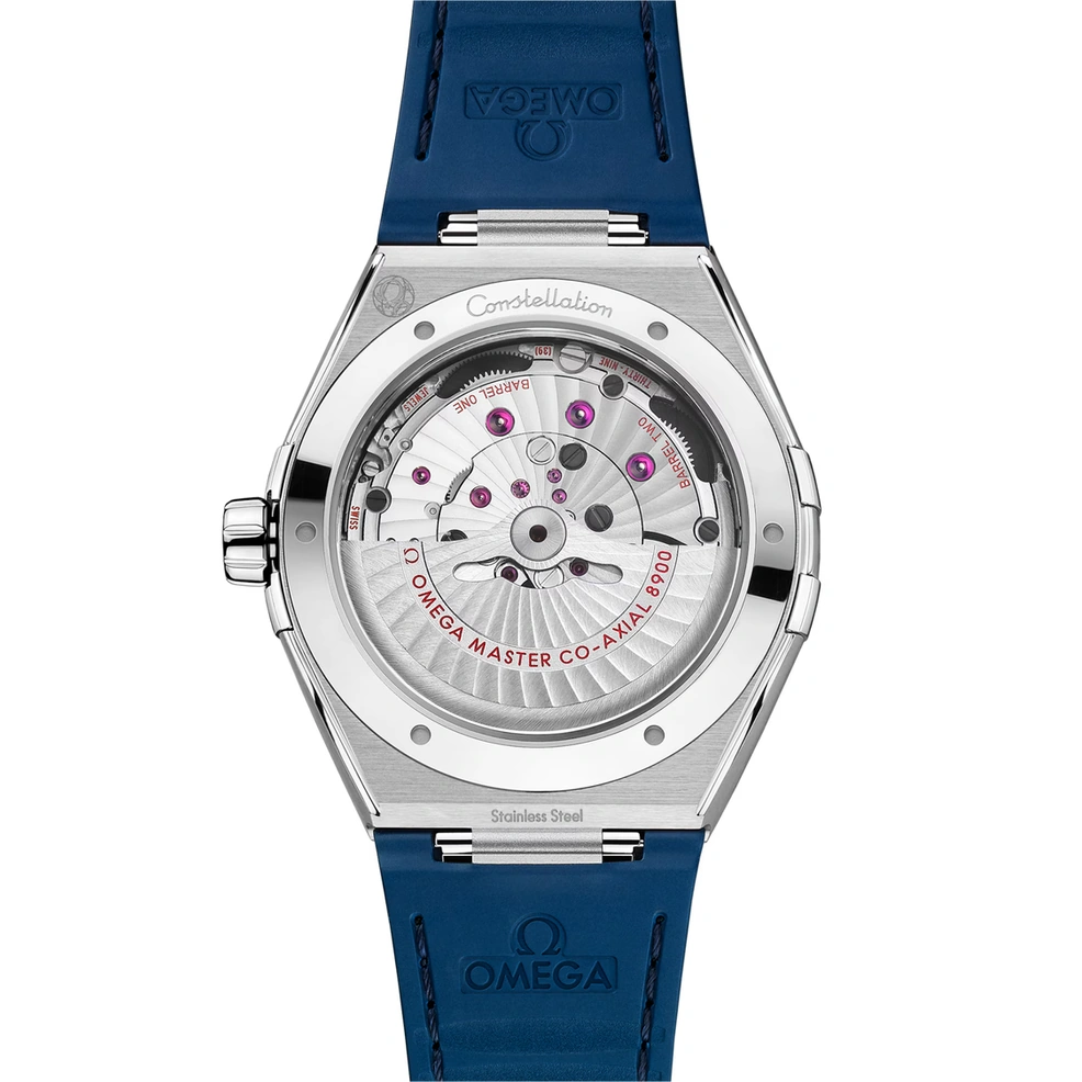 Omega Watch For Men - Constellation Co-Axial Master Chronometer, 41 mm, Steel on Blue Leather, White Dial