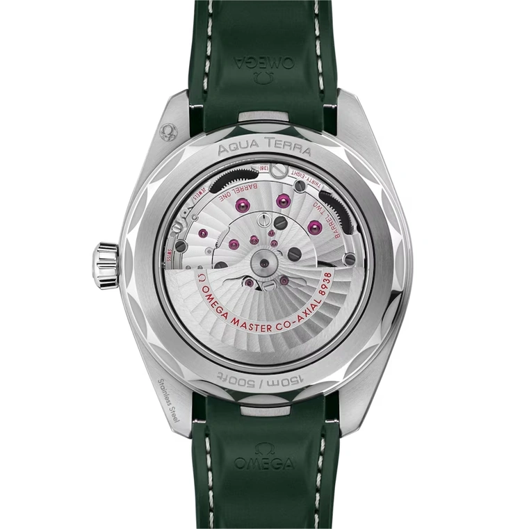 Omega Watch For Men - Seamaster Aqua Terra 150M Worldtimer, Steel on Rubber Strap, Green Dial - Ref. 220.32.43.22.10.001