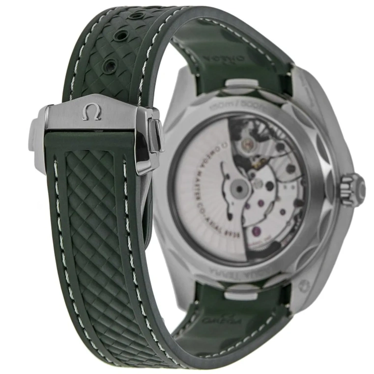 Omega Watch For Men - Seamaster Aqua Terra 150M Worldtimer, Steel on Rubber Strap, Green Dial - Ref. 220.32.43.22.10.001