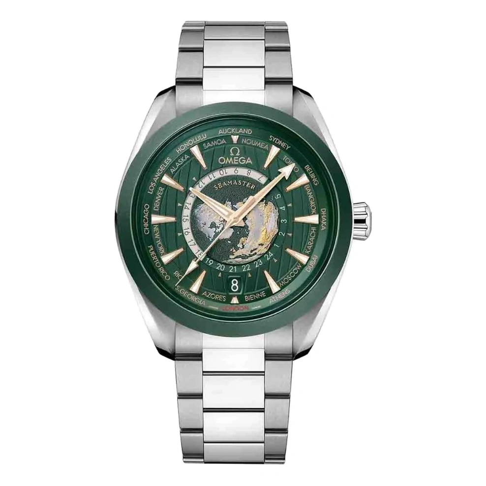 Omega Watch For Men - Seamaster Aqua Terra 150M Worldtimer, Steel on Steel, Green Dial
